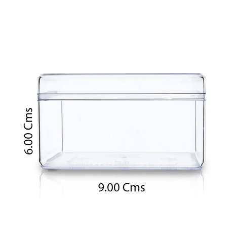 Square Plastic Container/Plastic Storage Boxes with Lids for Gifts, 50 Pc Pack (9x9x6 Cms)