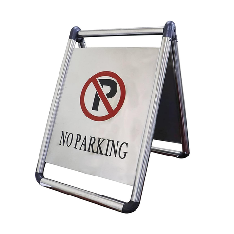 No Parking Sign Board, Stainless Steel Folding Self Standing Floor Signage,