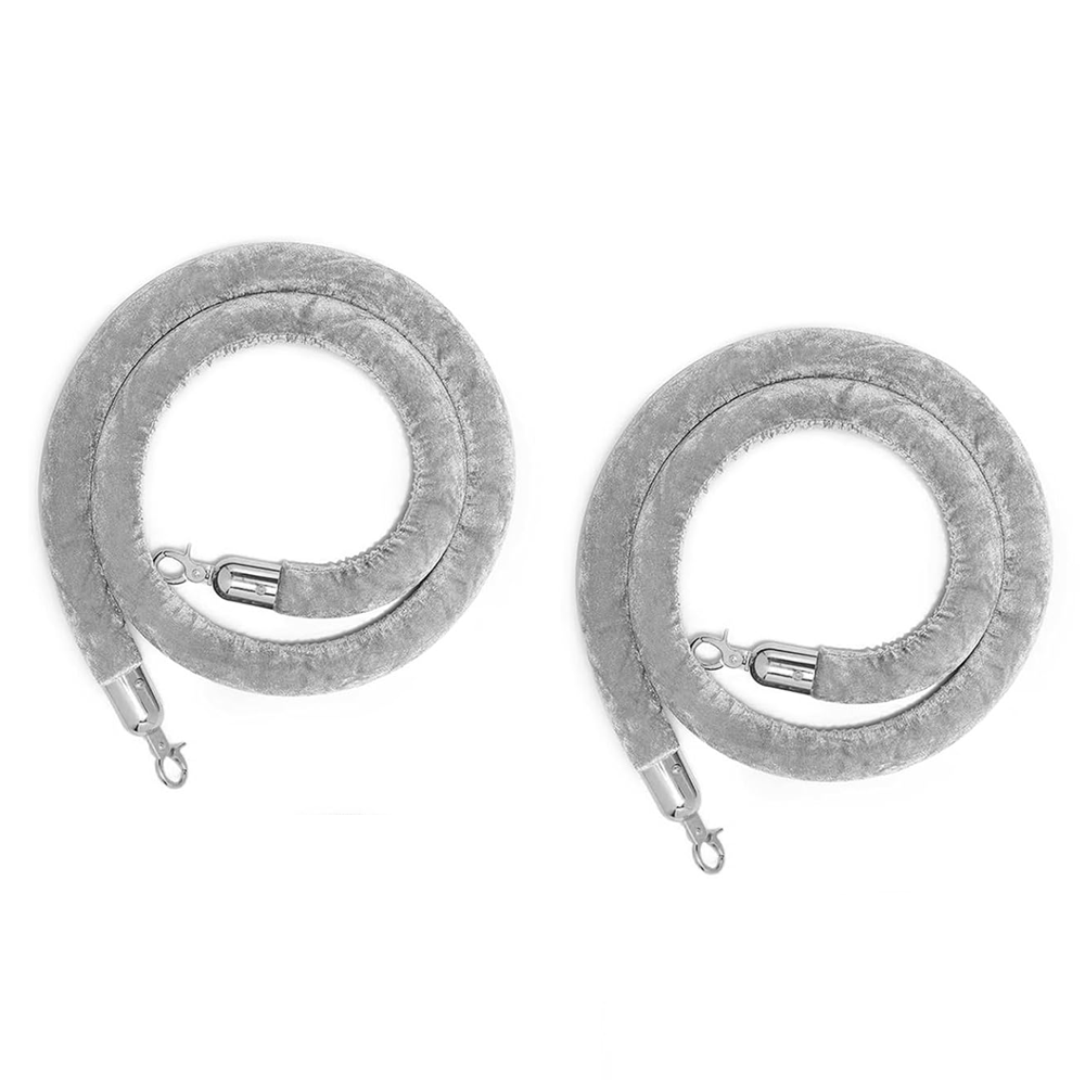 2 Pack Velvet Stanchion Rope , Crowd Control Ropes Barrier with Silver ...