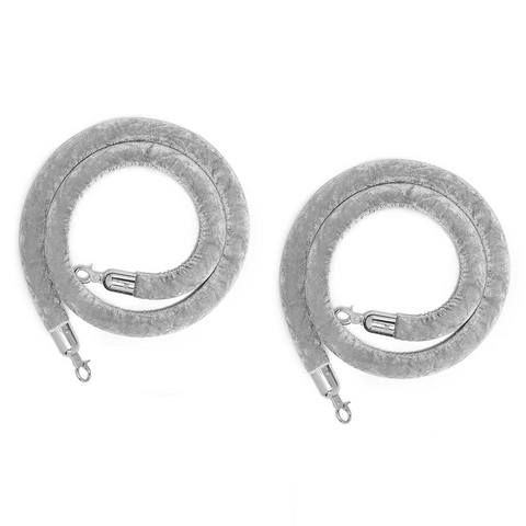 2 Pack Velvet Stanchion Rope , Crowd Control Ropes Barrier with Silver Hooks - Olmecs