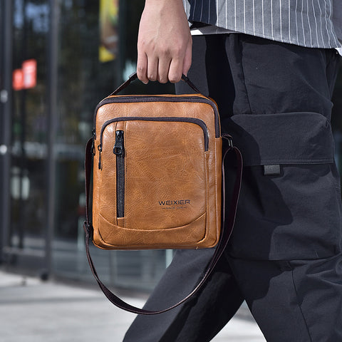 Male Shoulder Briefcase for Man PU Leather Tote Handbag
