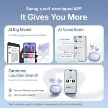 Sanag S8S AI Ear Headphones True Wireless Bluetooth 5.4 Open Ear Earbuds