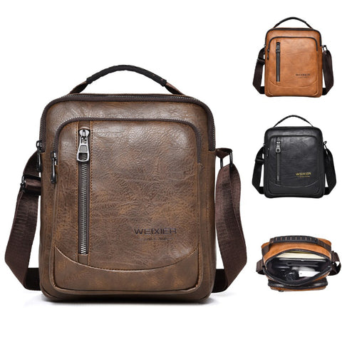 Male Shoulder Briefcase for Man PU Leather Tote Handbag