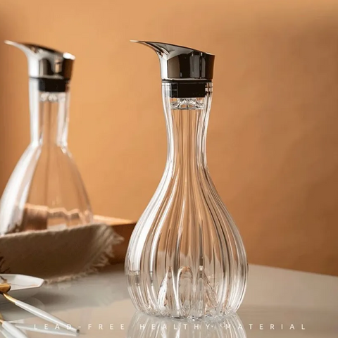 Waterfall Type Crystal Decanter Fast Home Wine Dispenser Manual Lead-Free Crystal Glass- 1100ml