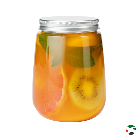 Willow 500ml Juice Bottles, 12 Round Empty Plastic Bottles - Disposable, With Aluminum Lids