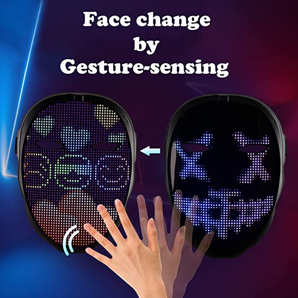 Led Programable Mask Bluetooth Face Transforming LED Mask with Bluetooth Programmable - LED Halloween ...