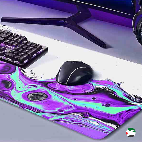 HUEPAD NEBULA SERIES, Premium Mousepads, HYDRAGLIDE Fabric Gaming Mouse pad, XL Desk Pad with Carry Case Tube (XL: 90x40cm, DUMBELL NEBULA, ICE)