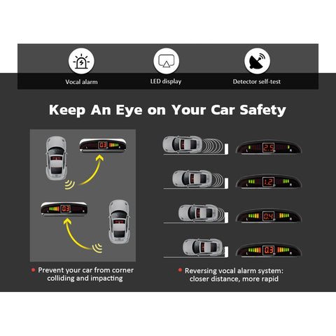Toby's Car Parking Sensor White Color with LED Display Audio Alarm