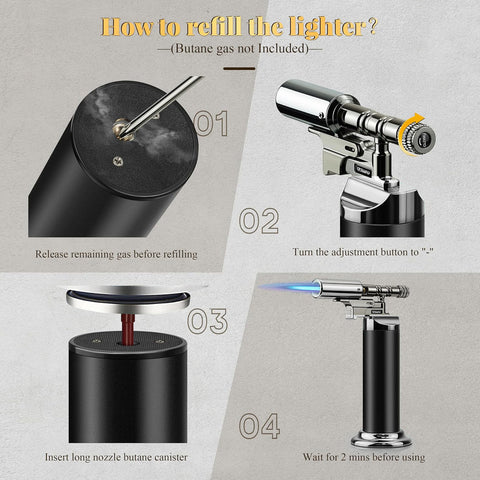 High-quality Torch Lighter Powerful Blue Single Jet Flame Refillable Windproof Lighter for BBQ Kitchen Cooking