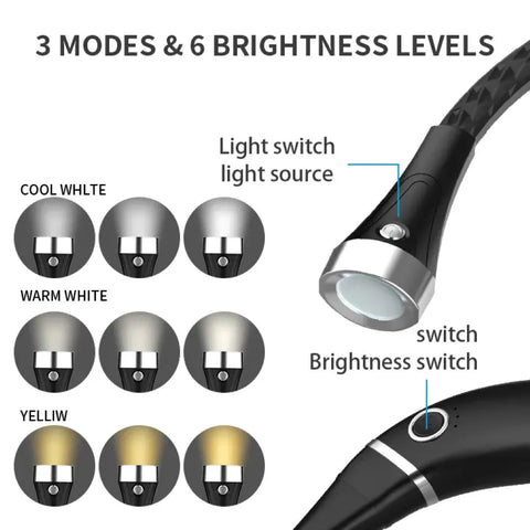Flexible Reading LED Hanging Lighting Lamp USB Rechargeable Neck Light