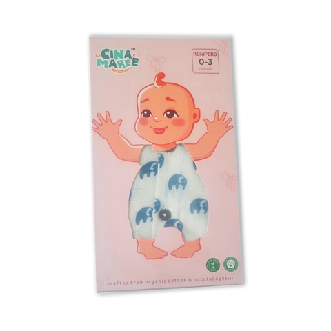 Cina Maree 2Pc Pack 100% Organic Cotton Rompers Natural Herbal Dyes  (0-3Months)