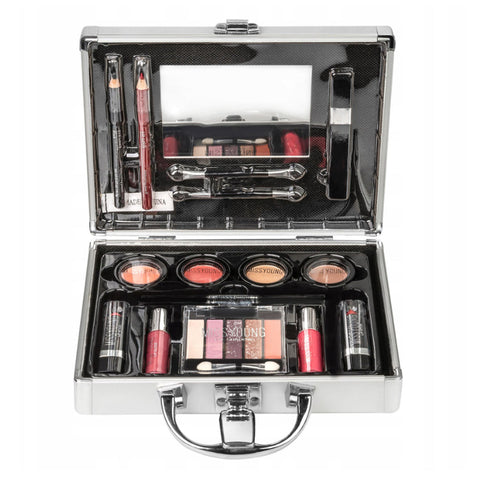 Miss Young Make-Up Kit Cosmetic Silver Box - MC1488