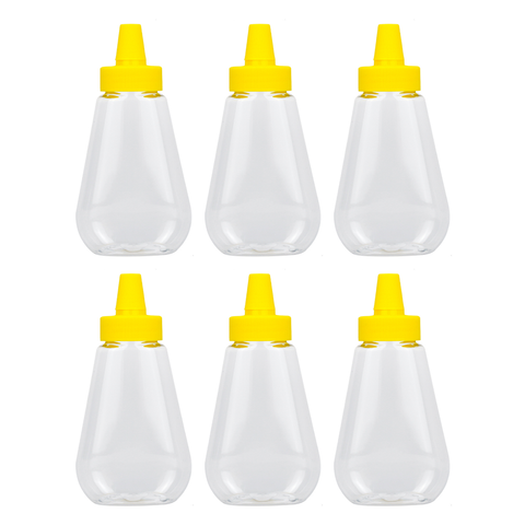 Willow Top Quality Empty 280g PET Plastic Transparent Honey Squeeze Bottle Water Droplet Shaped Bottle 12Pack
