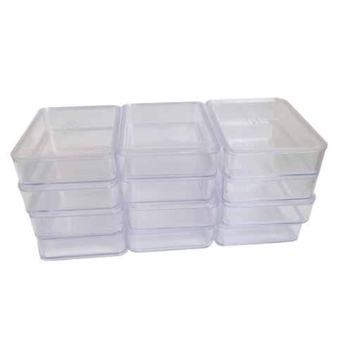 Small Rectangular Crystal Containers (1 gram) D1 - CLEAR 12 / Pack 7x5x1.5 Cms - Willow