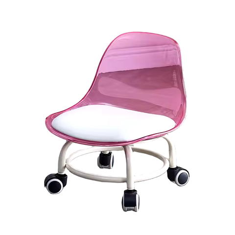 Modern Living Room Plastic Acrylic Transparent Pu Leather Cushion Kids 360 Degree Swivel Moving Chair With Wheels