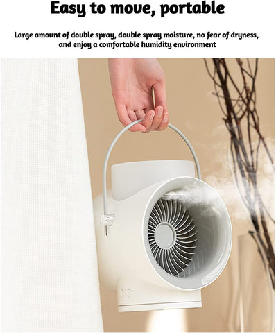 Portable Wireless Fan Humidifier Diffuser with Night Light, 120° Swing Head