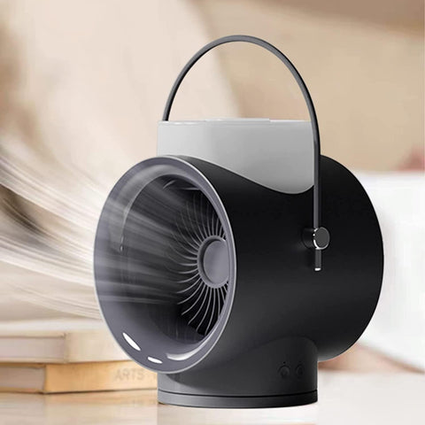Portable Wireless Fan Humidifier Diffuser with Night Light, 120° Swing Head