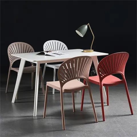 Olmecs Contemporary Style Plastic Open Side Chair Colorful Stacking Dining Chair for Home