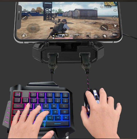 One Handed Gaming Keyboard T17 with Wrist Rest Colorful Backlit 35 Keys