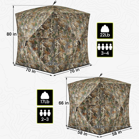 Portable 2-3 Person 270 Degree See Through Hunting Blind Ground Camouflage Pop Up Hub