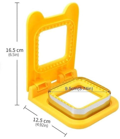 Pastry Ring Sandwich Cutter for Kids Stainless Steel Cookie Cutter Round Sandwich Sealer Bread Cutter Stainless Steel (Yellow Square)