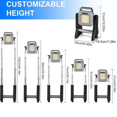 Cordless Work Lights - 15000mAh Rechargeable Work Light Telescopic with Stand