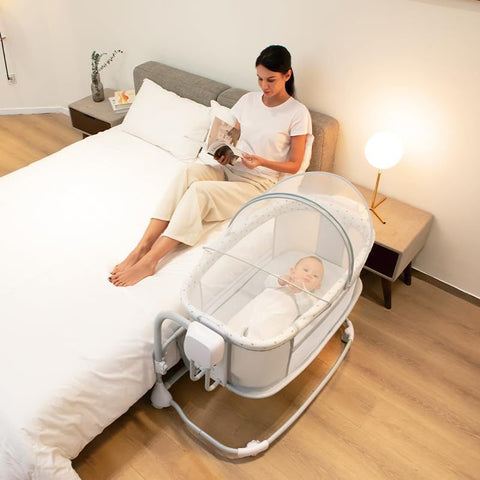 Mastela 3-in-1 Electric Swing Bedside Crib Intelligent Baby Bassinet Beside Sleeper Cradle