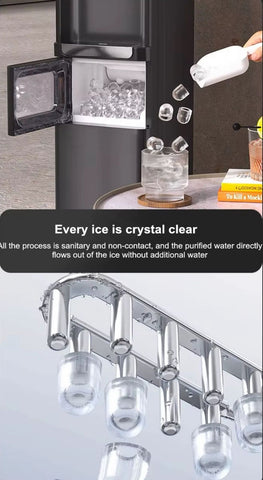 Water Dispenser with Ice Maker Function, Top Loading Hot and Cold Water Cooler for 5 Gallon Bottle - Hicon