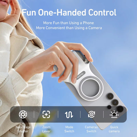 TELESIN Fun Shot Magnetic Phone Camera DSLR Style Shutter Grip for iPhone & Android with Detachable Wireless Shutter Button - MFI Certified