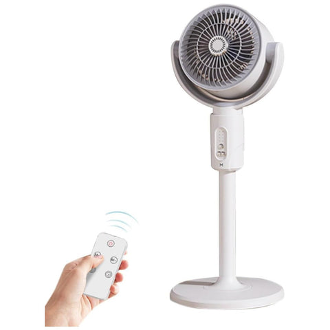 Oscillating Pedestal Fan with Remote Control, Adjustable Height Stand, White