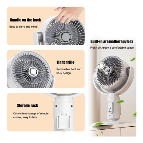Oscillating Pedestal Fan with Remote Control, Adjustable Height Stand, White