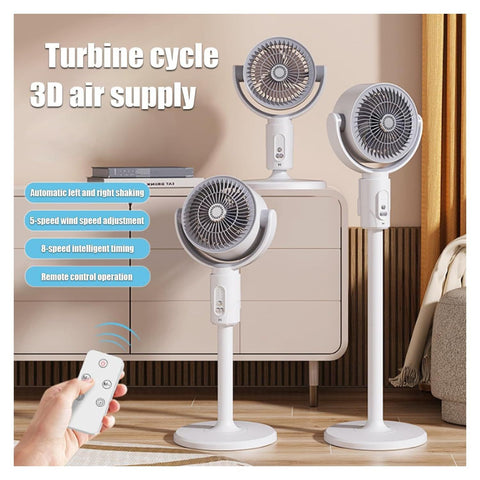 Oscillating Pedestal Fan with Remote Control, Adjustable Height Stand, White