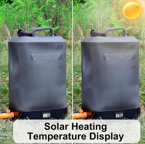 Portable Outdoor Shower, 4.5 Gallon Silicone Water Tank, Battery Powered and with Temperature Display
