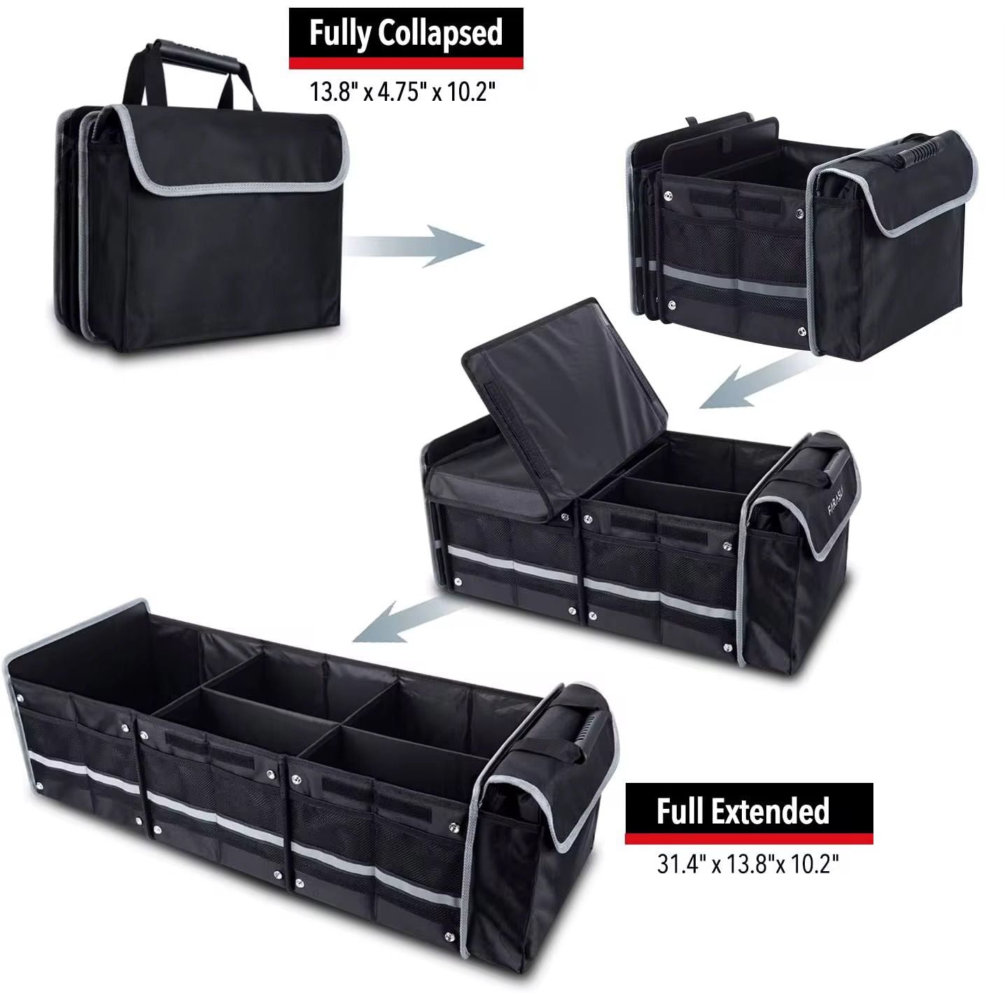 Water & Leakproof Large Collapsible Trunk Organizer