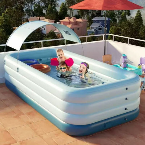 Automatic Inflatable Swimming Pool with Sun Shade for Kids & Adults