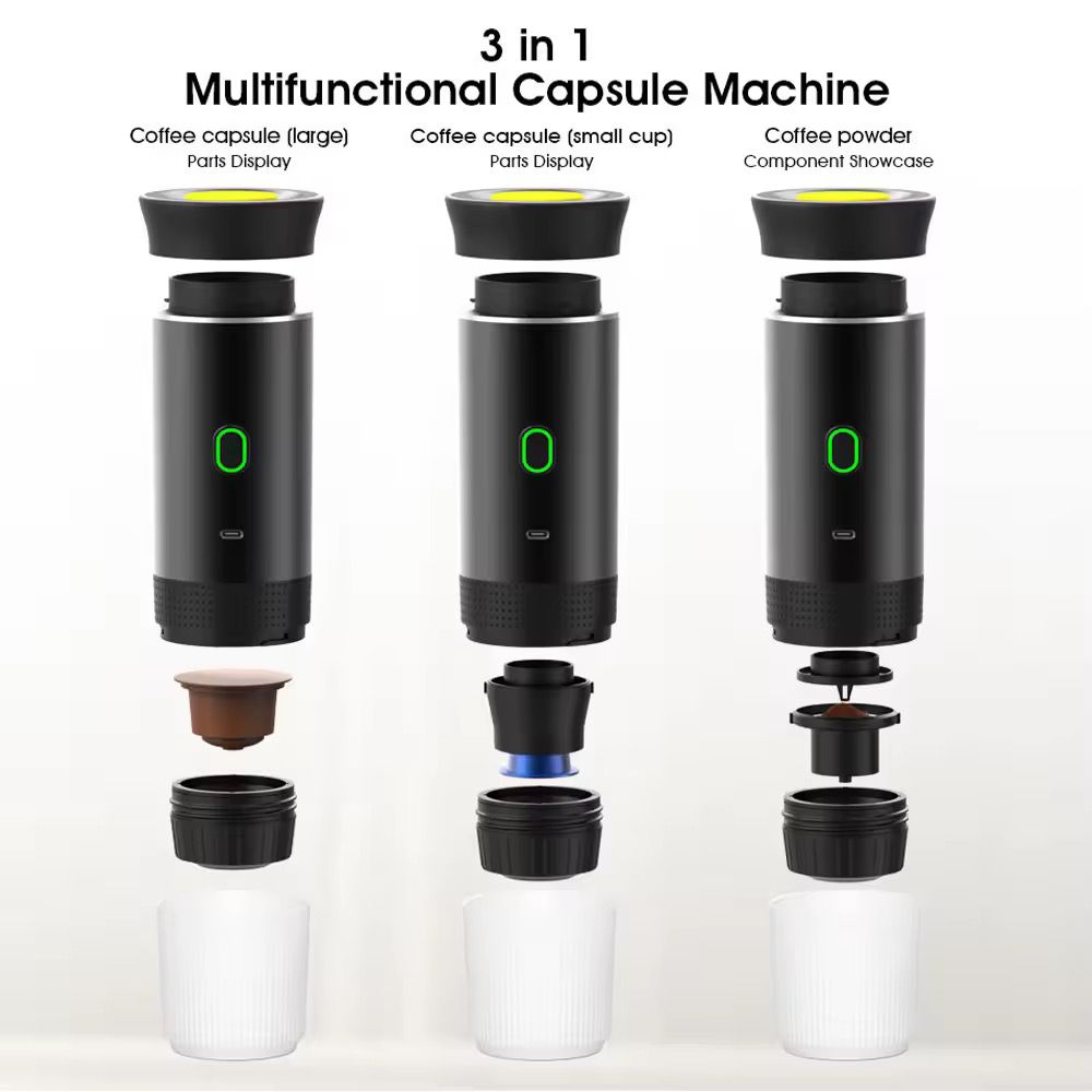 Portable Electric Pod Coffee Maker, Battery Powered for Camping and Travel, 12V Car Coffee Maker