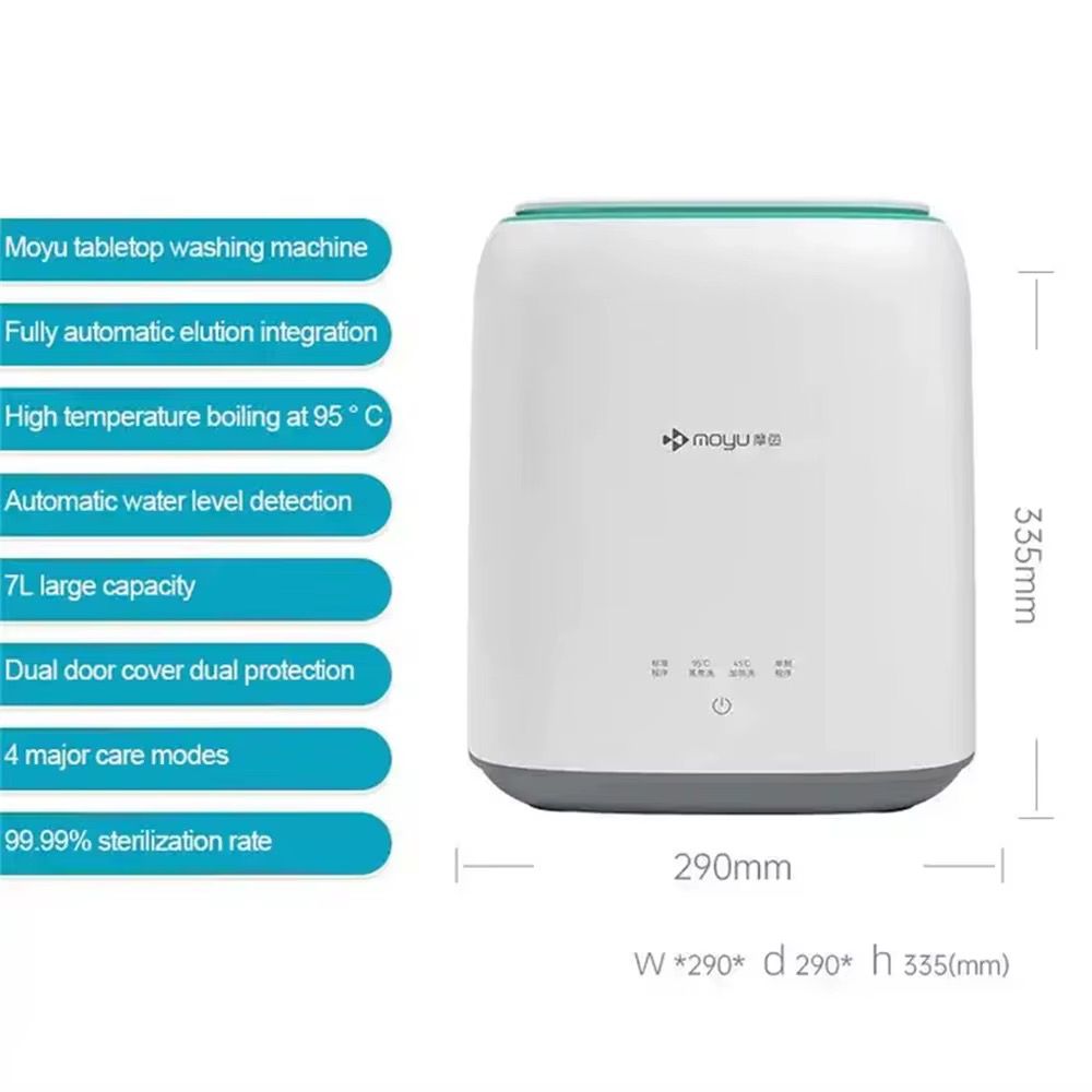 MOYU Full-automatic Desktop Mini 7L Capacity Washing Machine for Baby Clothing Underwears Socks with Heating