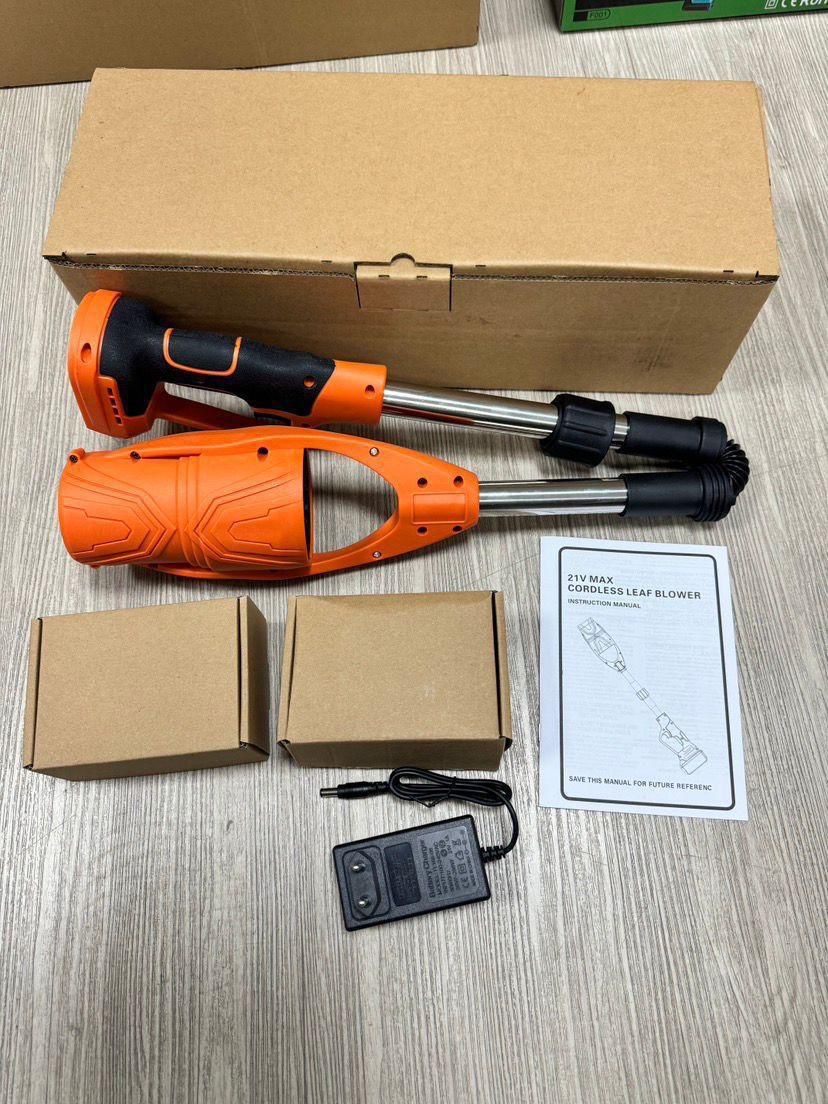 F EASY.D 21V Cordless Leaf Blower with Battery and Charger, Foldable 550W Brushless Motor
