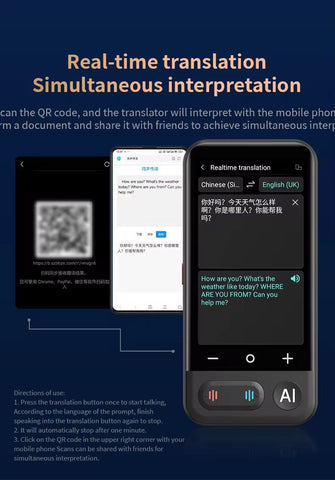 Z16 Portable AI Intelligent Translator Touch Screen Online Offline 138 Languages Two-Way Realtime Instant Voice