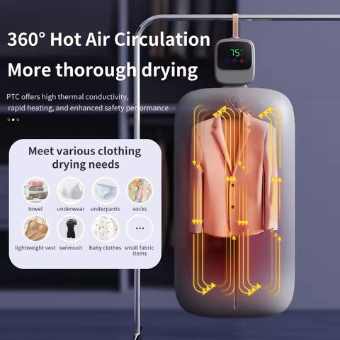 Portable Clothes Dryer Mini Compact Dryer for Apartment RV Travel Small Quiet Fast-Drying Machine with Adjustable Timer