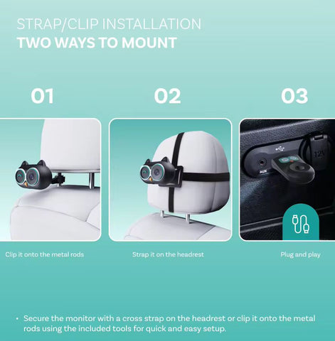 Cabin Care Car Adapter with Baby Car Camera, Wireless CarPlay Display