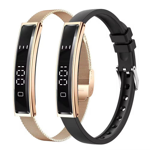 Smart Bracelet Couples Step Counter Heart Rate Health Monitor Waterproof Sports Wristband with Dual Strap