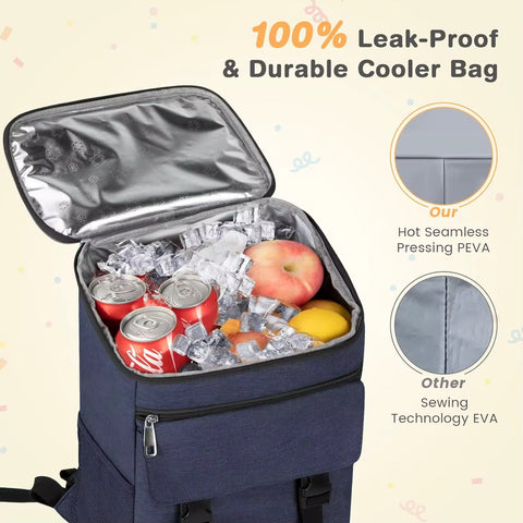 Large Waterproof Insulated Cooler Backpack for Men & Women