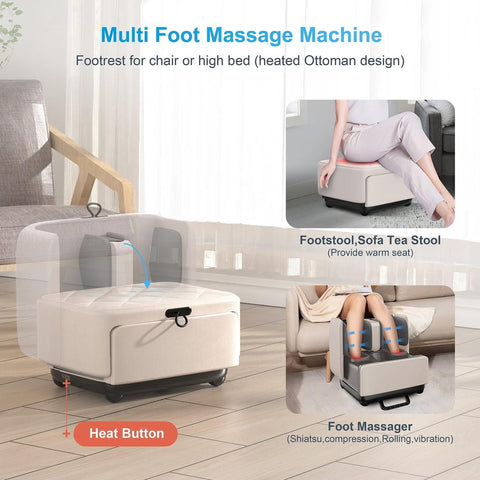 COMFIER 2-in-1 shiatsu Foot Massager Machine & Foot Rest, Foot and Calf with APP Control
