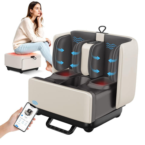 COMFIER 2-in-1 shiatsu Foot Massager Machine & Foot Rest, Foot and Calf with APP Control