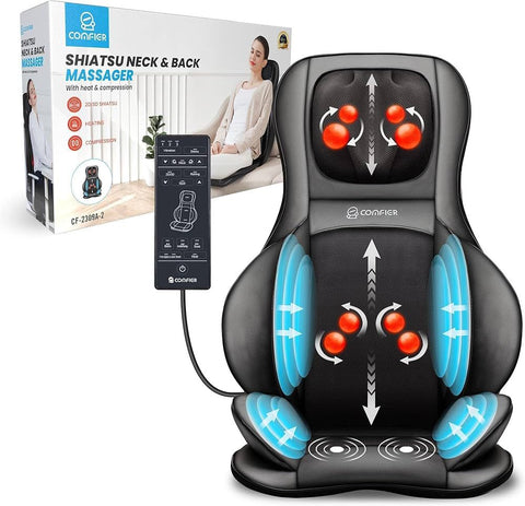 COMFIER Massager Chair with Heat Shiatsu Neck Back Massager Portable