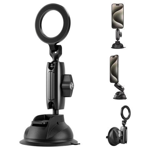TELESIN Magnetic Suction Cup Mobile Phone Car Mount Compatible with MagSafe | 360° Adjustable Car Windshield Phone Holder