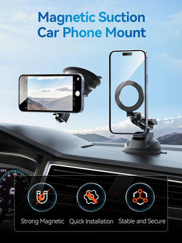 TELESIN Magnetic Suction Cup Mobile Phone Car Mount Compatible with MagSafe | 360° Adjustable Car Windshield Phone Holder