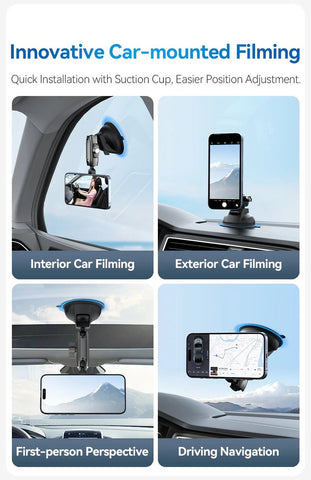 TELESIN Magnetic Suction Cup Mobile Phone Car Mount Compatible with MagSafe | 360° Adjustable Car Windshield Phone Holder