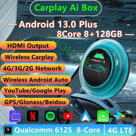 AI-powered CarPlay running Android 13 with wireless Android Auto support, HDMI port, 8GB RAM and 128GB storage | T6-Pro |